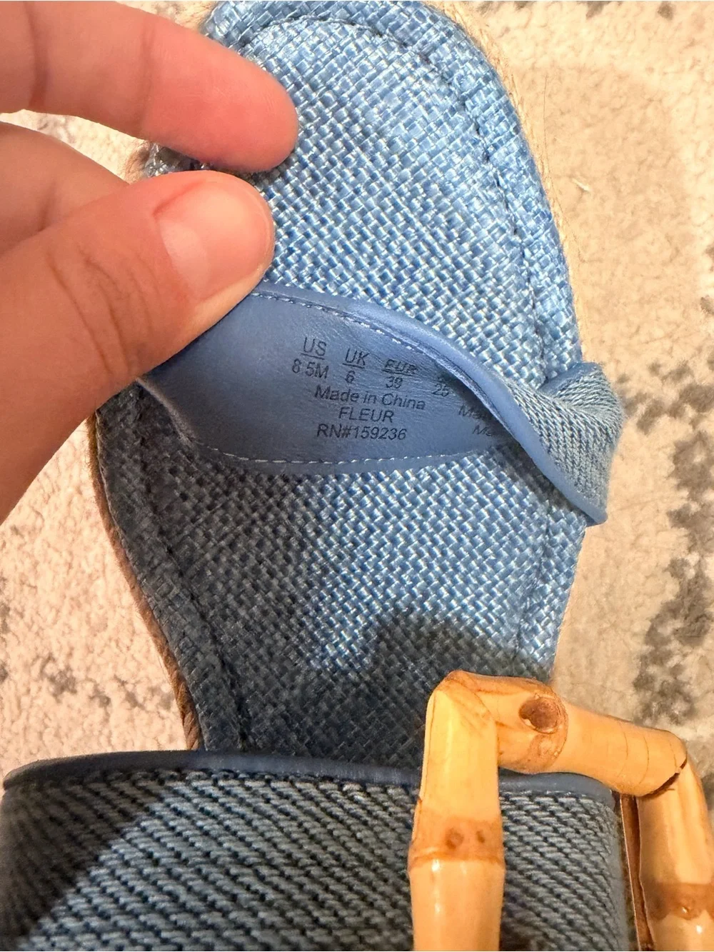 Blue knit Slide Espadrilles with Bamboo Buckle